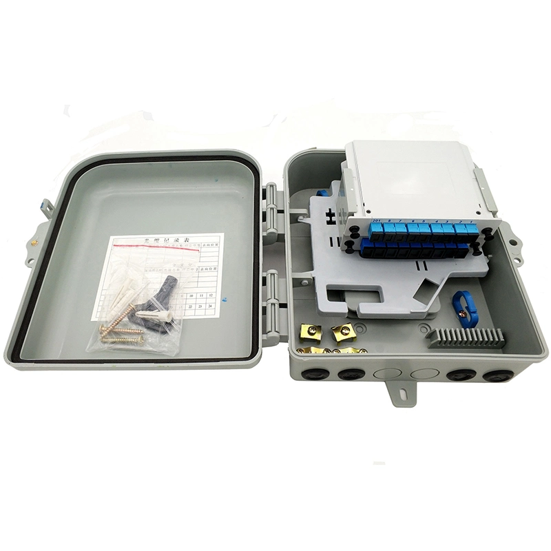 FTTH Fiber Optic Distribution Box 12 Cores High Strength Plastic Outdoor/Indoor FTTH Terminal Box with Splice Tray