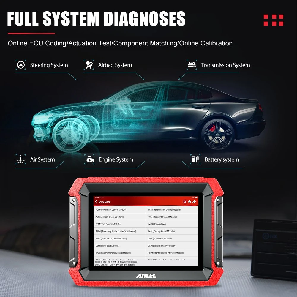 Ancel Ds600 OBD2 Herramientas de diagnóstico de escáner profesional todos los sistemas ECU Codificación de aceite de prueba activo TPMS reinicio del EPB escáner de automoción