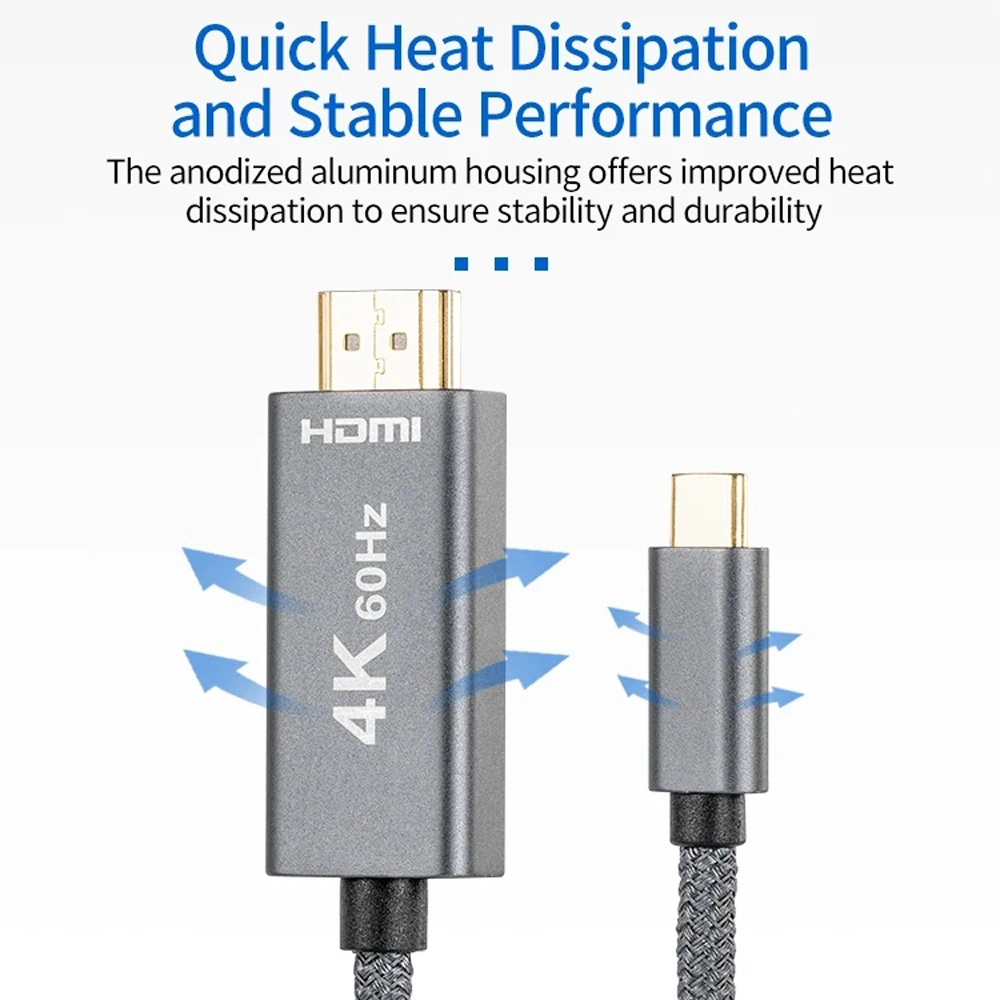 Kolorapus 4K 60Hz USB USB-C to HDMI Type C Cable Type-C to HDMI Cable for Connect Phone to TV HDTV