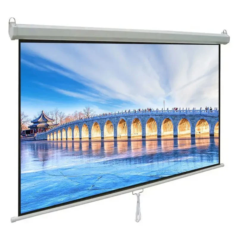China Manufacturer Portable Manual Pull Down Projector Projection Screen Agent Availble