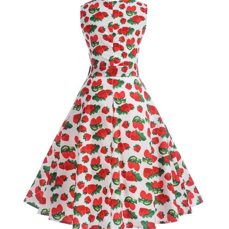 I-0II97vvintage Cocktail Party Dress Cotton Printed Dresses