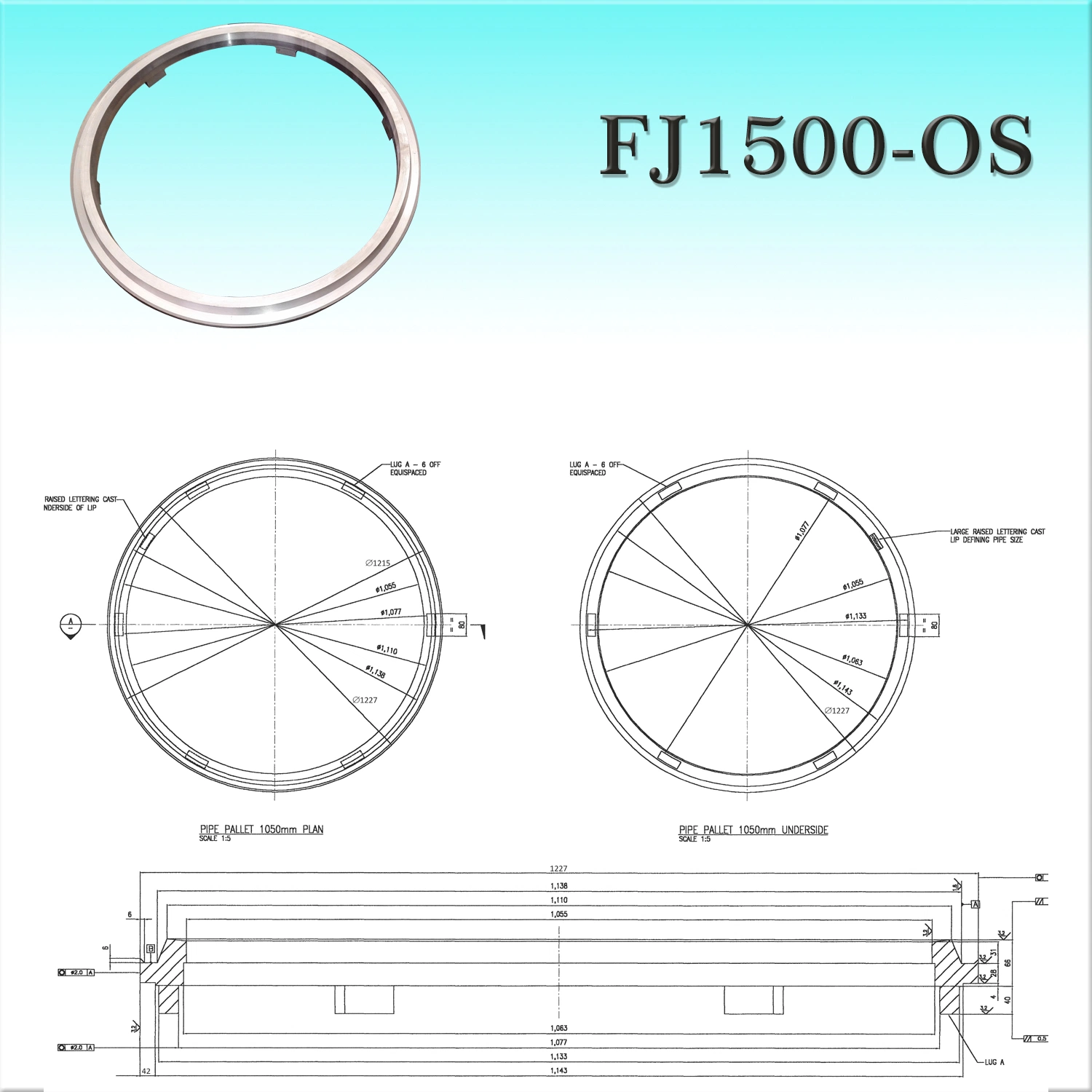 1500 mm de fundición de acero para hormigón armado de palets de molde de tubo