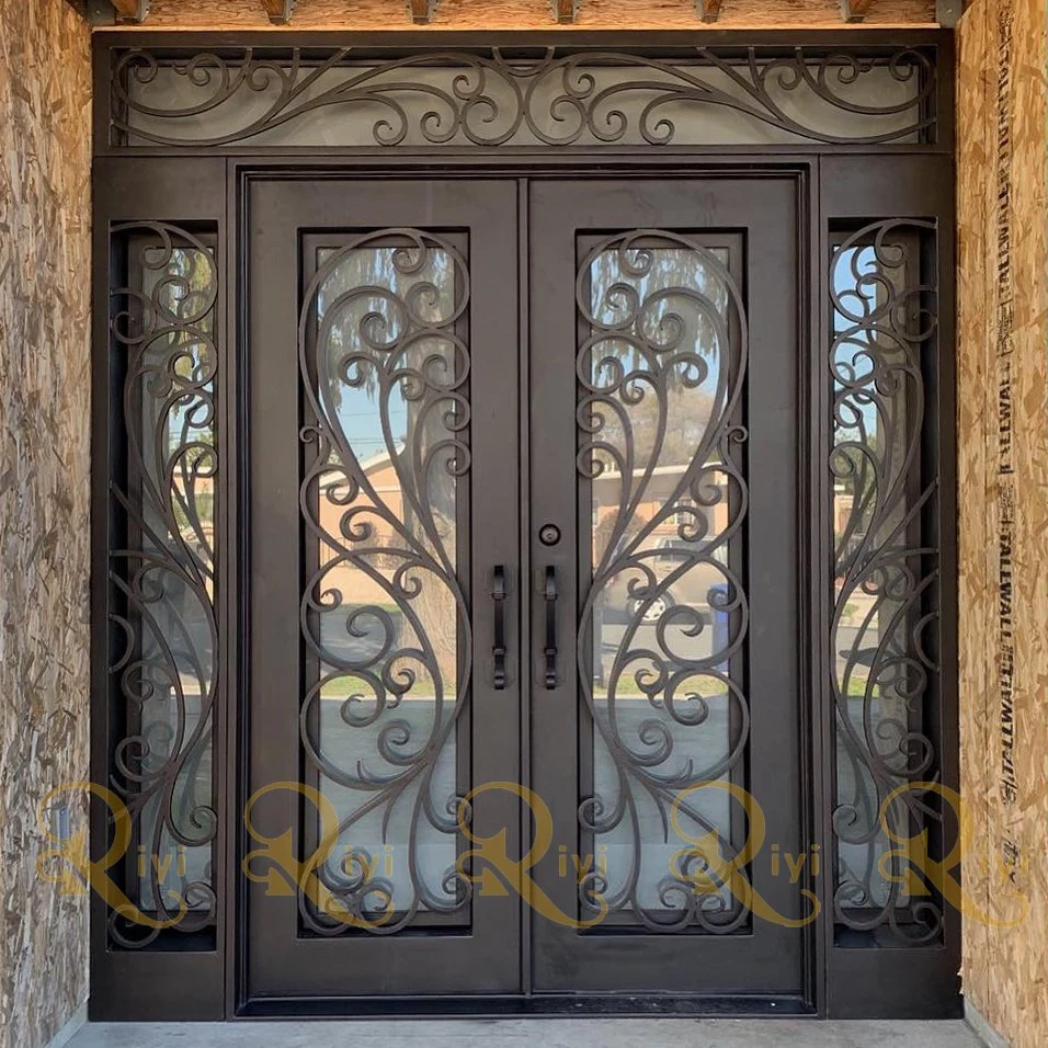 American Villa Front Double Wrought Iron Garage Door