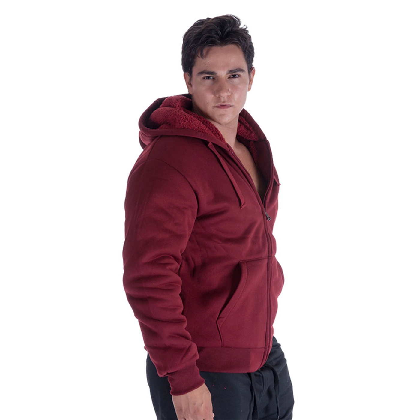 Hombres OEM/ODM Nuevos Estilos Moda Tipo Básico Estilos al Aire Libre Chaqueta con Capucha Forrada de Sherpa para Hombres