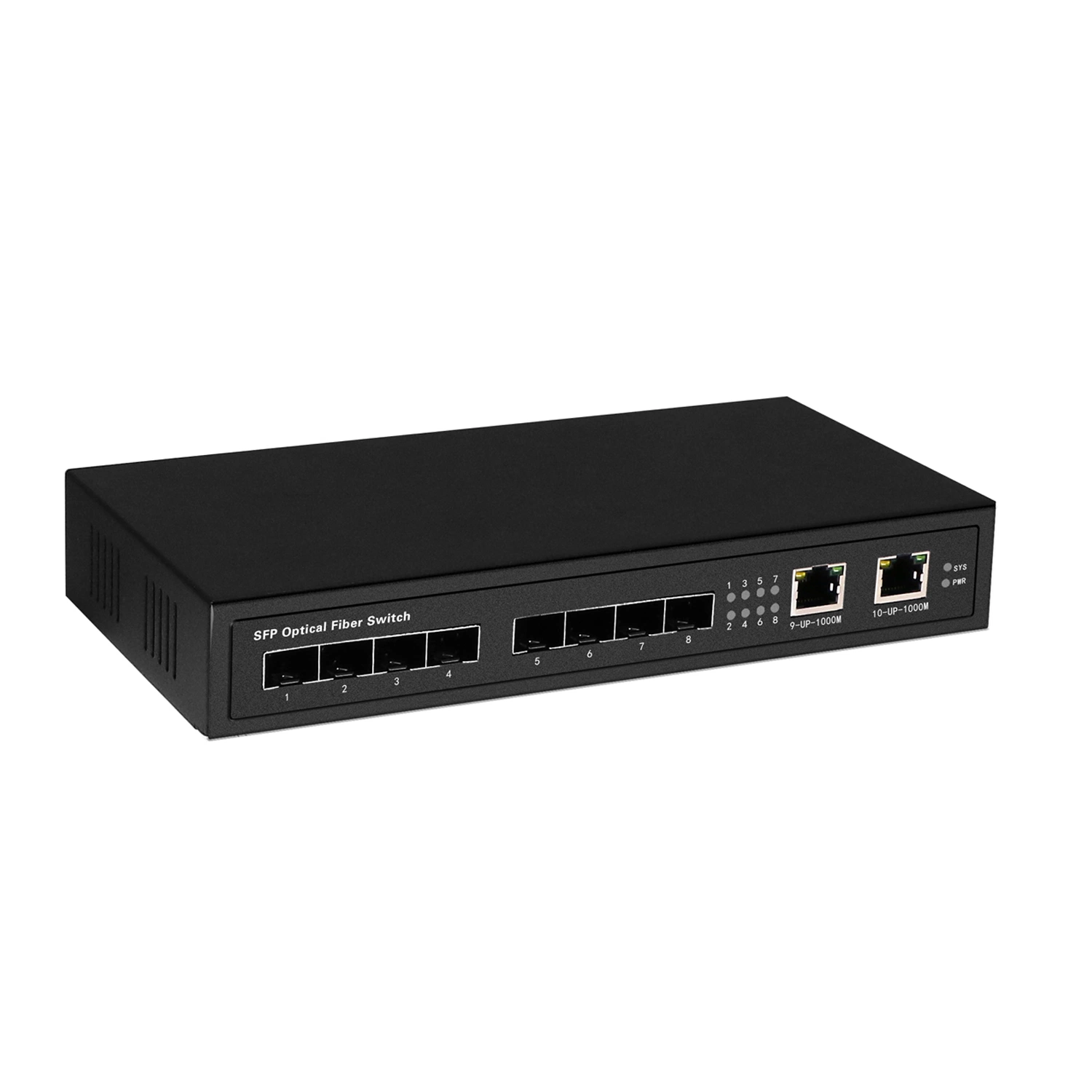 8SFP and 2 Giga RJ45 Uplink Network Fiber Switch Full Gigabit