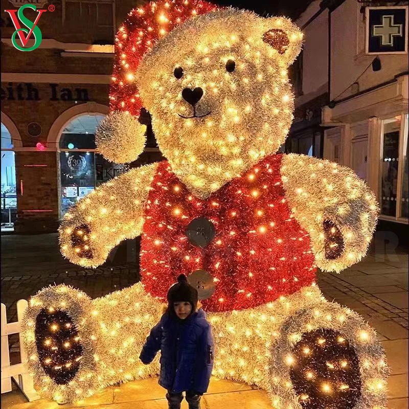 3D Grande Urso de Pelúcia Motivo de Natal Luzes Exibição de Iluminação LED