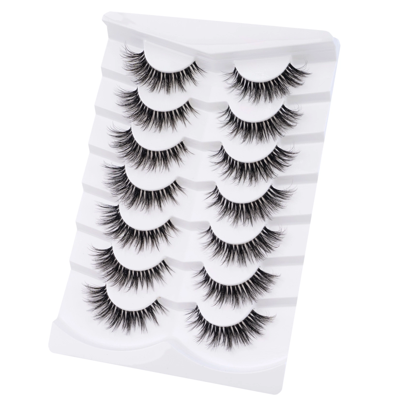 3D Clear Band Lashes Fluffy Soft Cat Eye Natural Short 5D Faux Mink Lashes Strip False Eyelashes