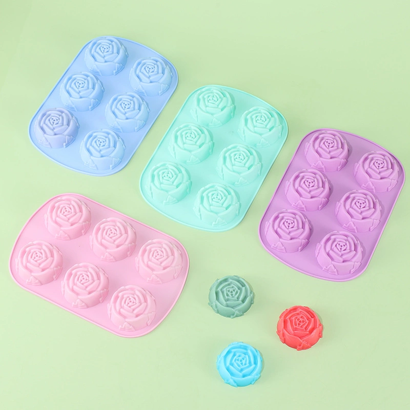 BPA Free 6 Cavity Roseshape Silicone Cake Mold Kitchen Baking Utensils