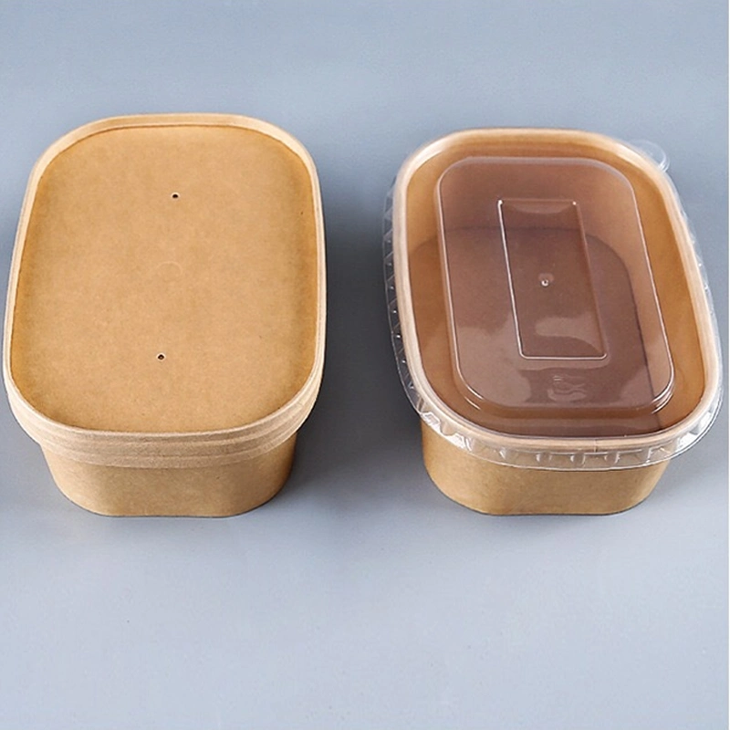 Customized Logo Kraft Paper Salad Rectangle Food Container Wholesale/Supplier