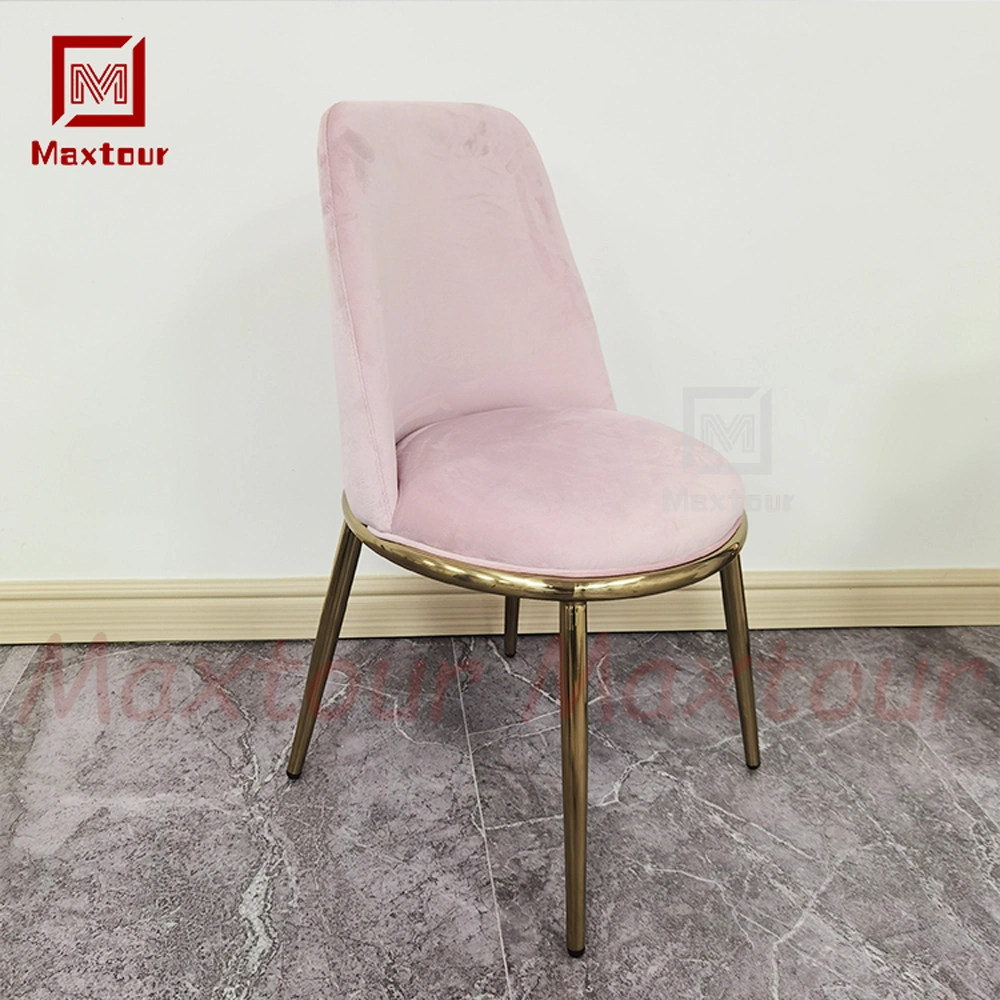 Decorative Chair Nordic Lovely Pink Velvet Chair Steel Indoor Living Room Furniture