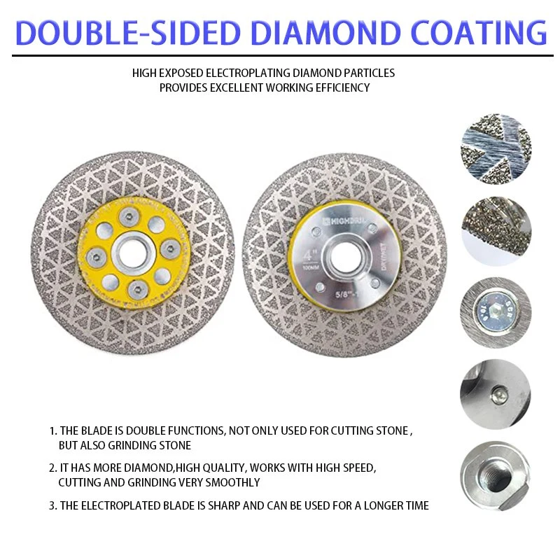 5" Single Side Star Electroplated Diamond Stone Grinding Wheel M14 Diamond Coated Cutting Disc Saw Blade for Granite Marble Tile