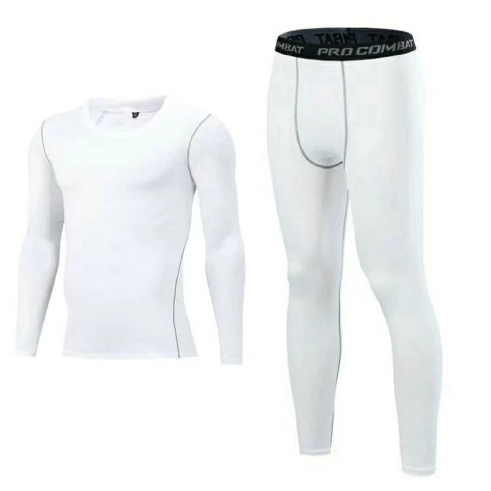 Men Compression Elastic Tights and Long Sleeve Tops Breathable Running Uniform Fitness Workout Gym Wear Wbb18558