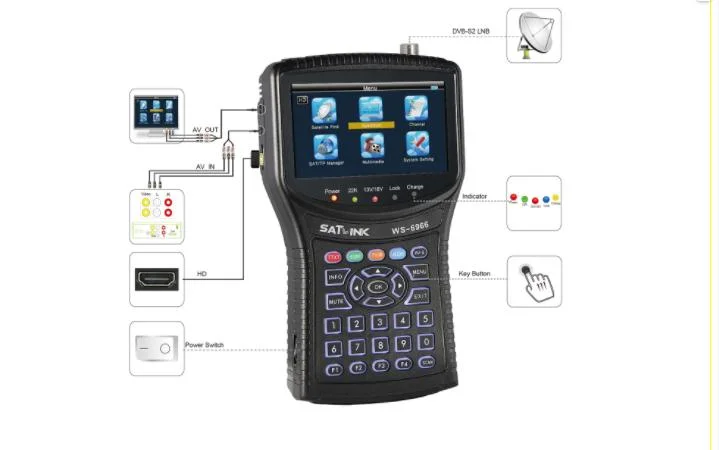 Ws-6966 DVB-S/S2 HD Satellite Finder Digital Signal Meter Home Made Easy Carry