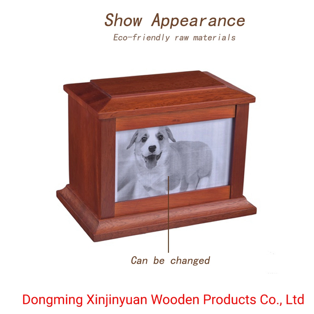 Custom Wood Pet Cremation Urn Wooden Box Animal Casket with Photo