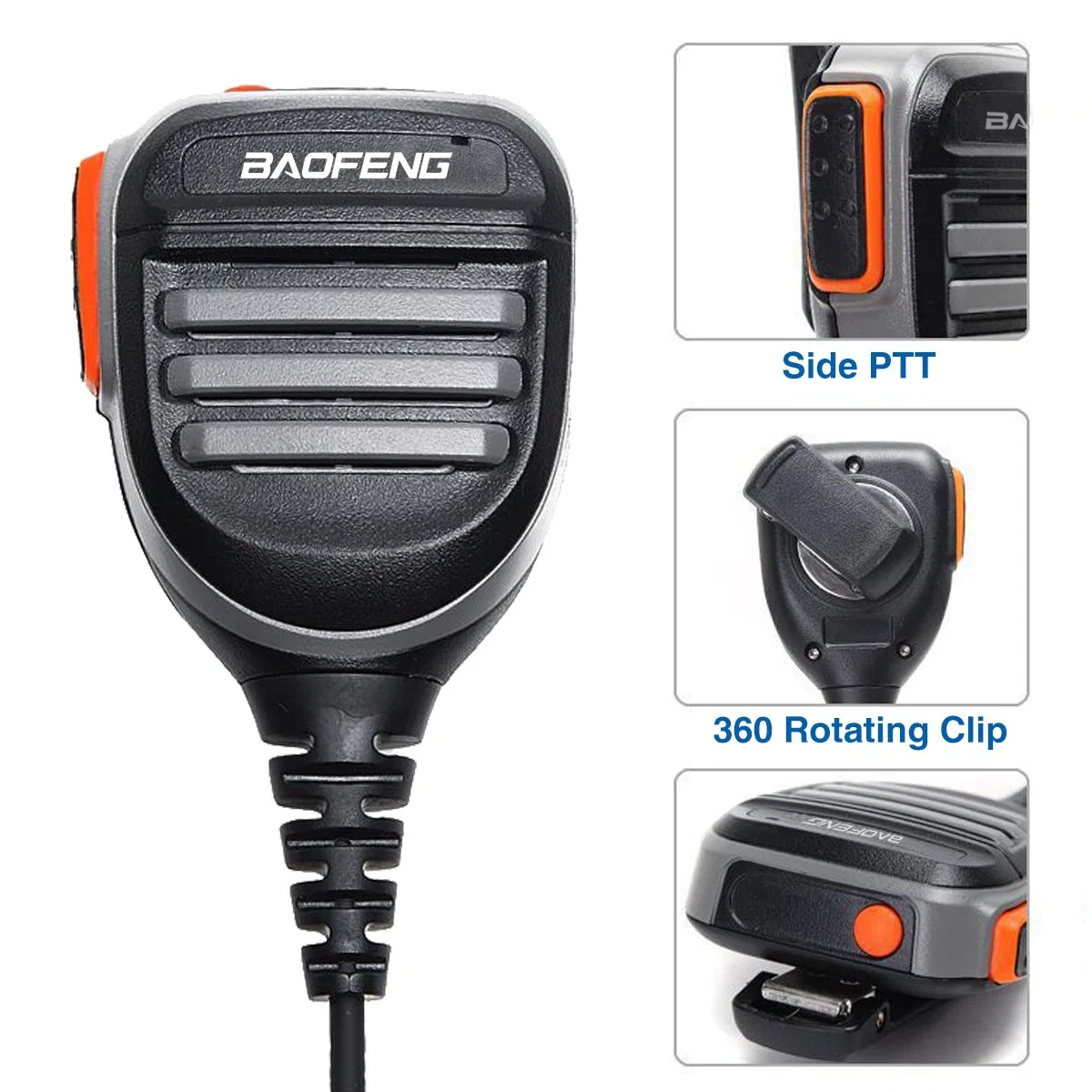 Baofeng AR-780 micrófono/altavoz naranja para UV-5r 888s UV-82 Puerto k Micrófono de mano de Walkie Talkie Fácil comunicación