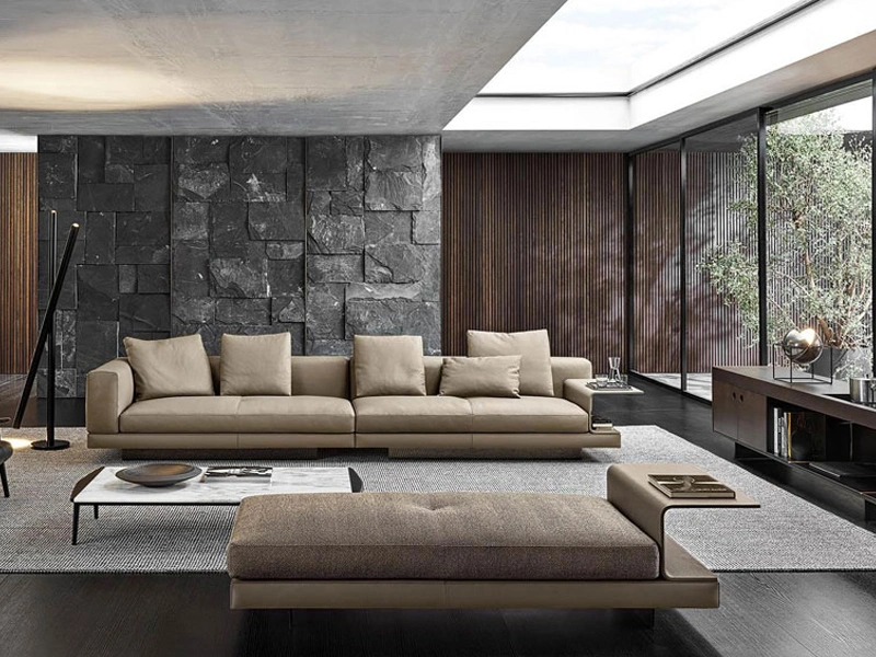 Foshan Möbel Italienisches Design Modernes Wohnzimmer 2+3+2 Sektionale Sitze L-förmiges Sofa aus Stoff