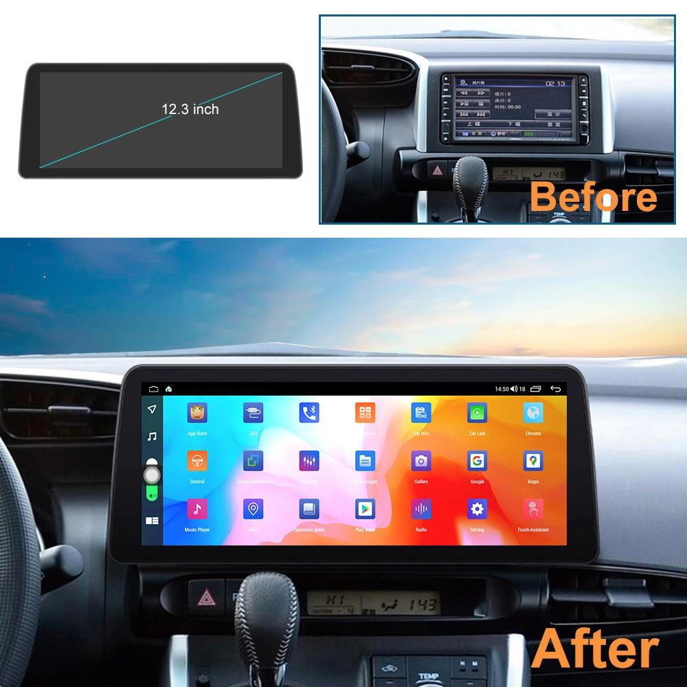 Écran tactile 12.3 pouces 2 DIN lecteur de DVD multimédia stéréo Moniteur radio voiture pour Toyota Wish 2010 - 2016 avec WiFi CarPlay