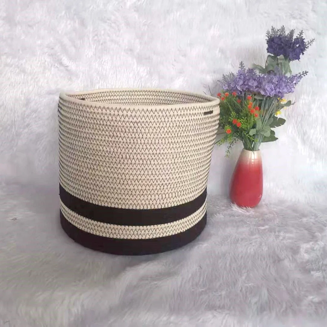 Plant Custom Storage Sewing Convenient Collapsible Laundry Color Woven Cotton Rope Basket