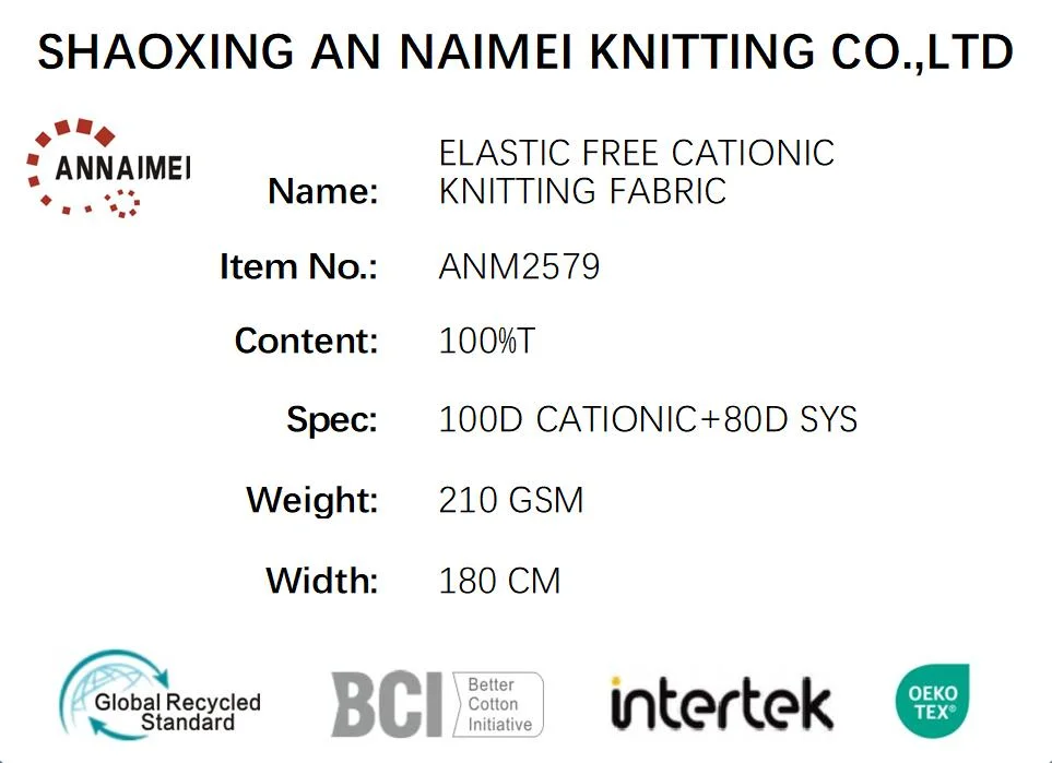 Elastic Free Cationic Knitting Fabric