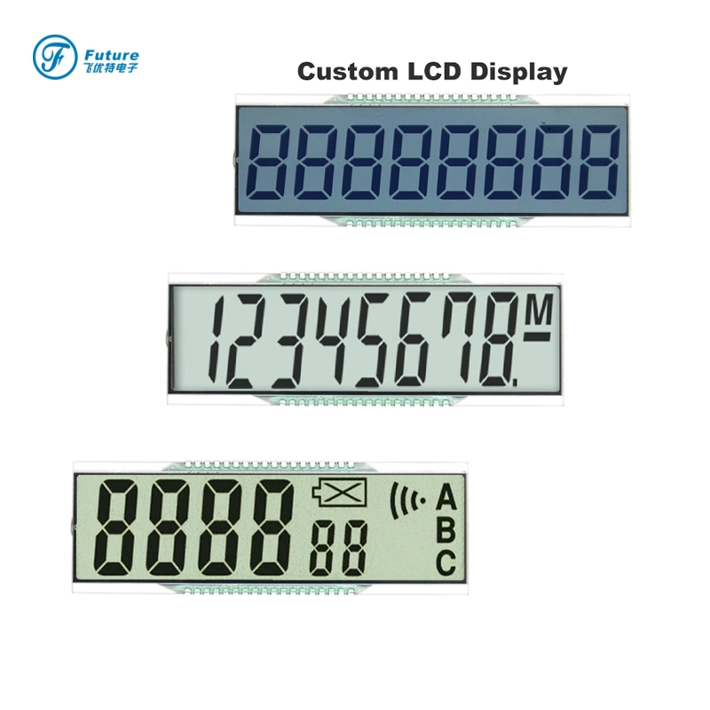 Kundenspezifisches LCD-Display 7-Segment TN Stn HTN FSTN VA Monochromer LCD-Bildschirm für Wasserzähler Energie