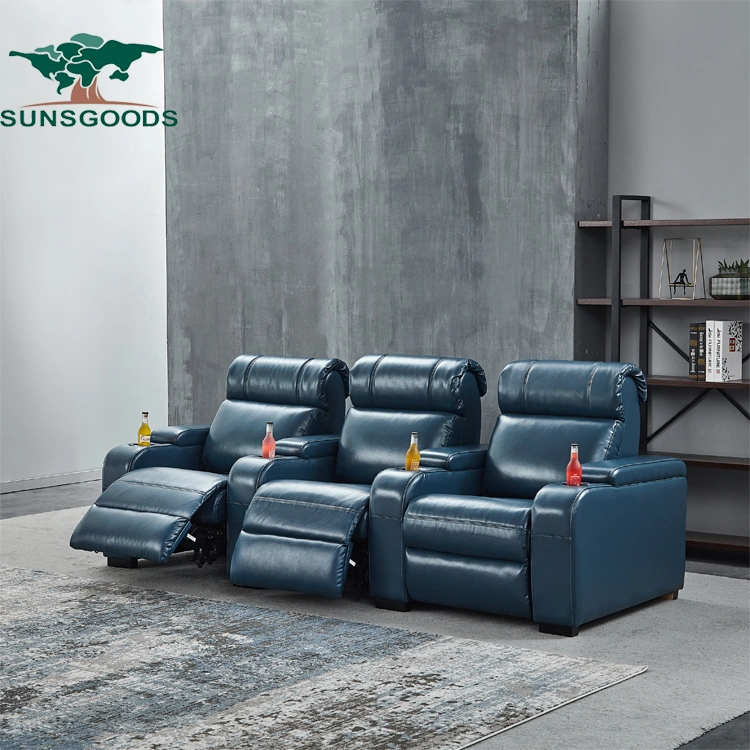 Mejor venta de sofá de cuero para sala de estar clásico con diseño moderno de masaje y reclinable para teatro en casa