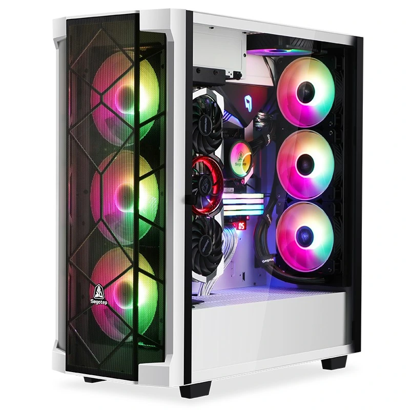 Full-Tower PC Gaming-Gehäuse, gehärtetes Glas, Kabelmanagement/optionale 360mm-Wasserkühlung, unterstützt 7 Lüfter, USB 3,0 Typ-C-Anschluss an der Vorderseite, High-End-GPU