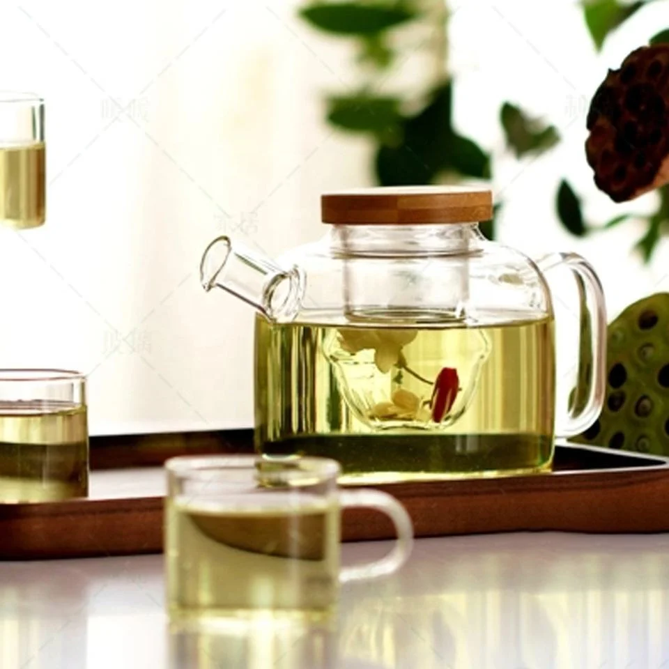 New Style Teapots Modern Glass Tea Infusion with Bamboo Lid