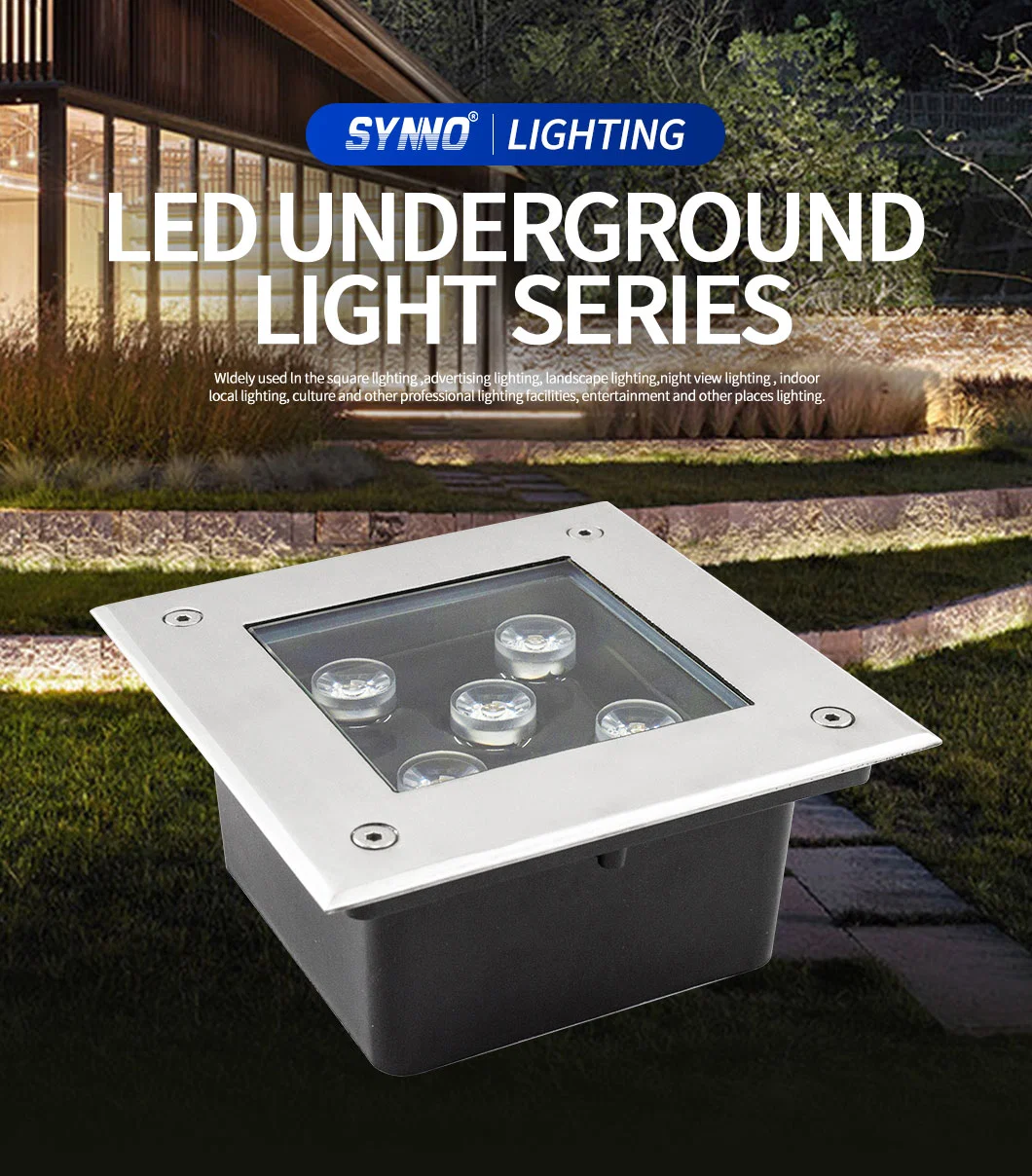 5W IP67 Outdoor Waterproof Recessed Floor Round LED Deck Garden Inground Buried Underground Light Step Wall Light