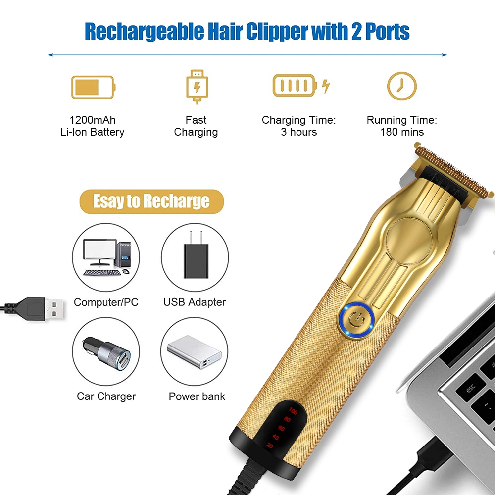 Electric Rechargeable Cordless Hair Clipper with LED Display