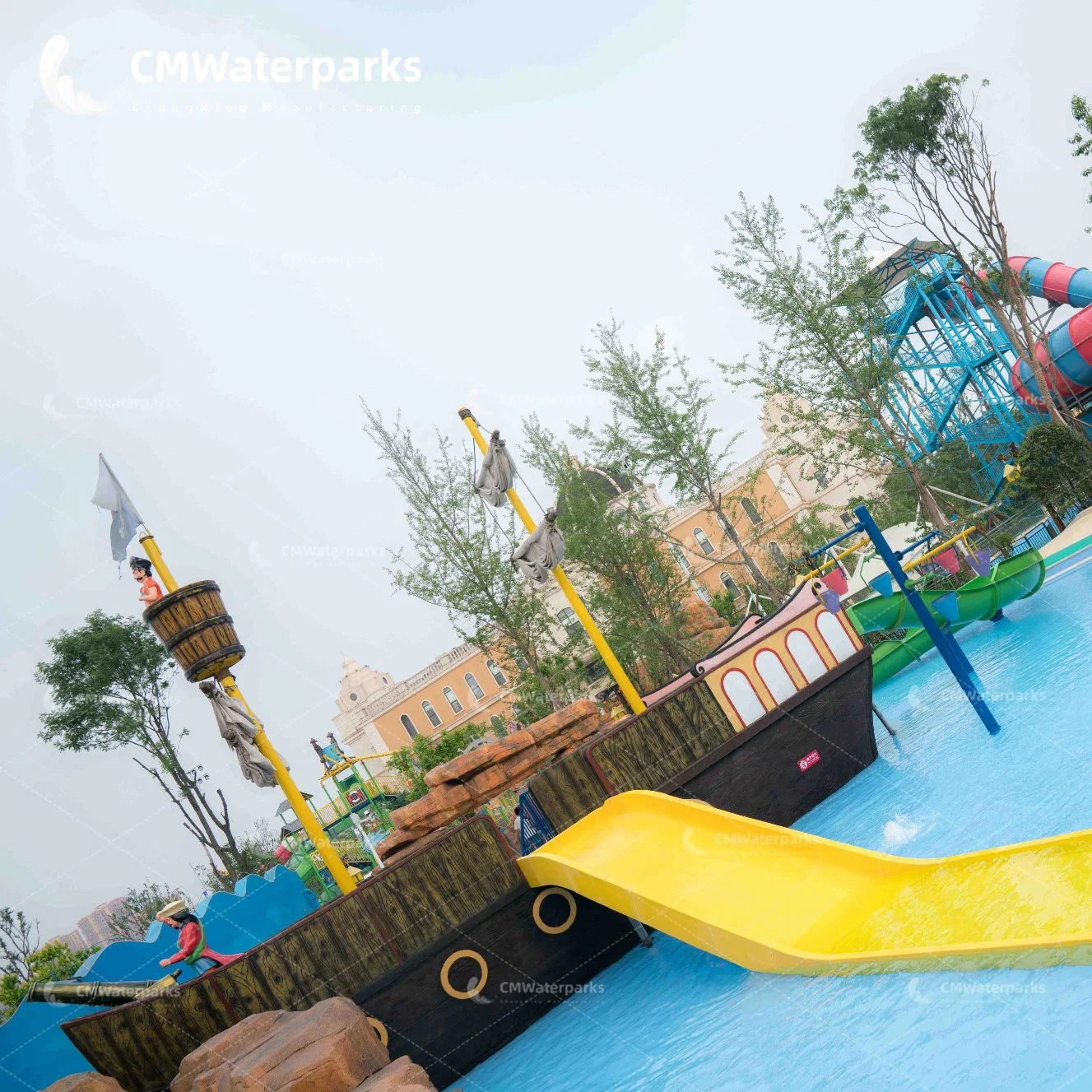 Fibergalss Custom Pirate Boat Kids Water Pools Slides for Water Parks