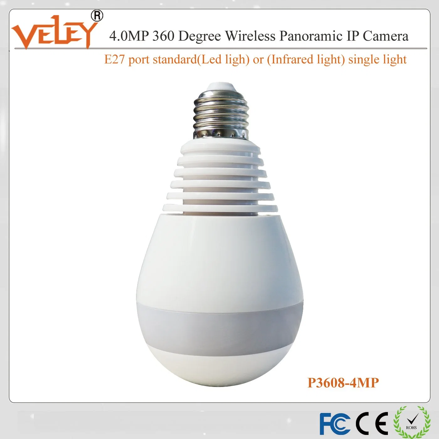 P2p Could Storage TF Card 128GB Full HD 360 Panoramic Bulb Light Mini Wireless IP Camera