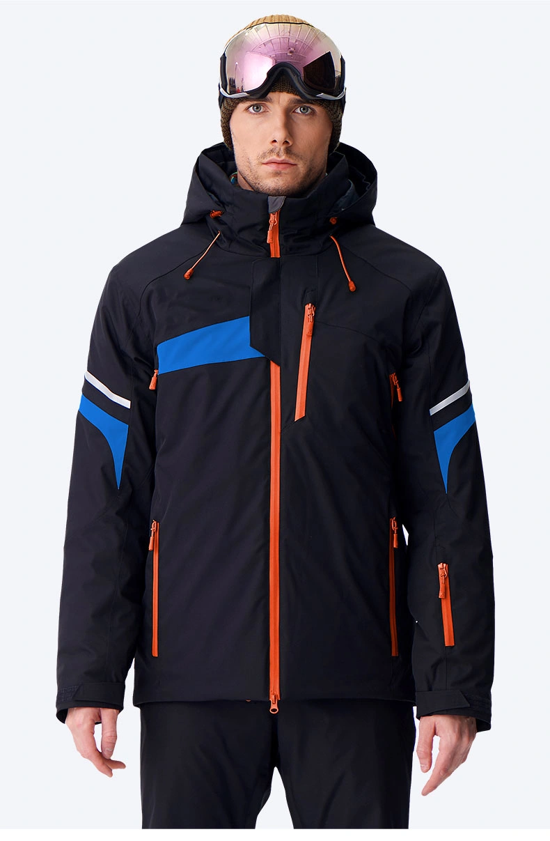 Chaqueta de traje de esquí de snowboard impermeable de invierno hecha a medida para hombre con Sudadera con capucha