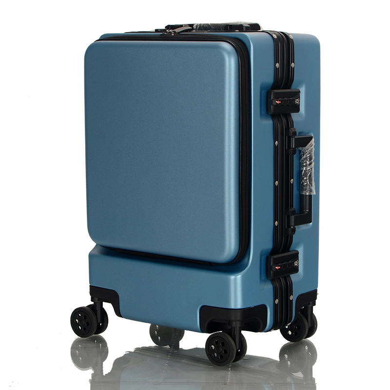 Front Opening Aluminum Frame Hard Luggage Laptop Pocket Cabin Size Zipless Suitcase 3 Pieces Set Travel Trolley Bag