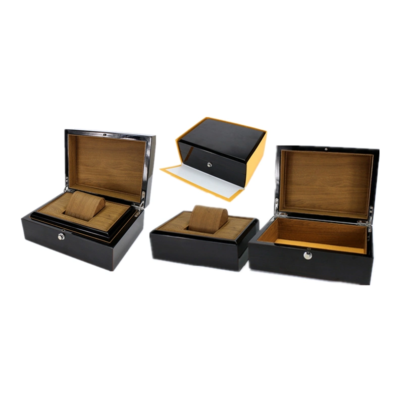 Custom Glossy Lacquer Wooden Watch Display Packaging Gift Box with Press-Stud