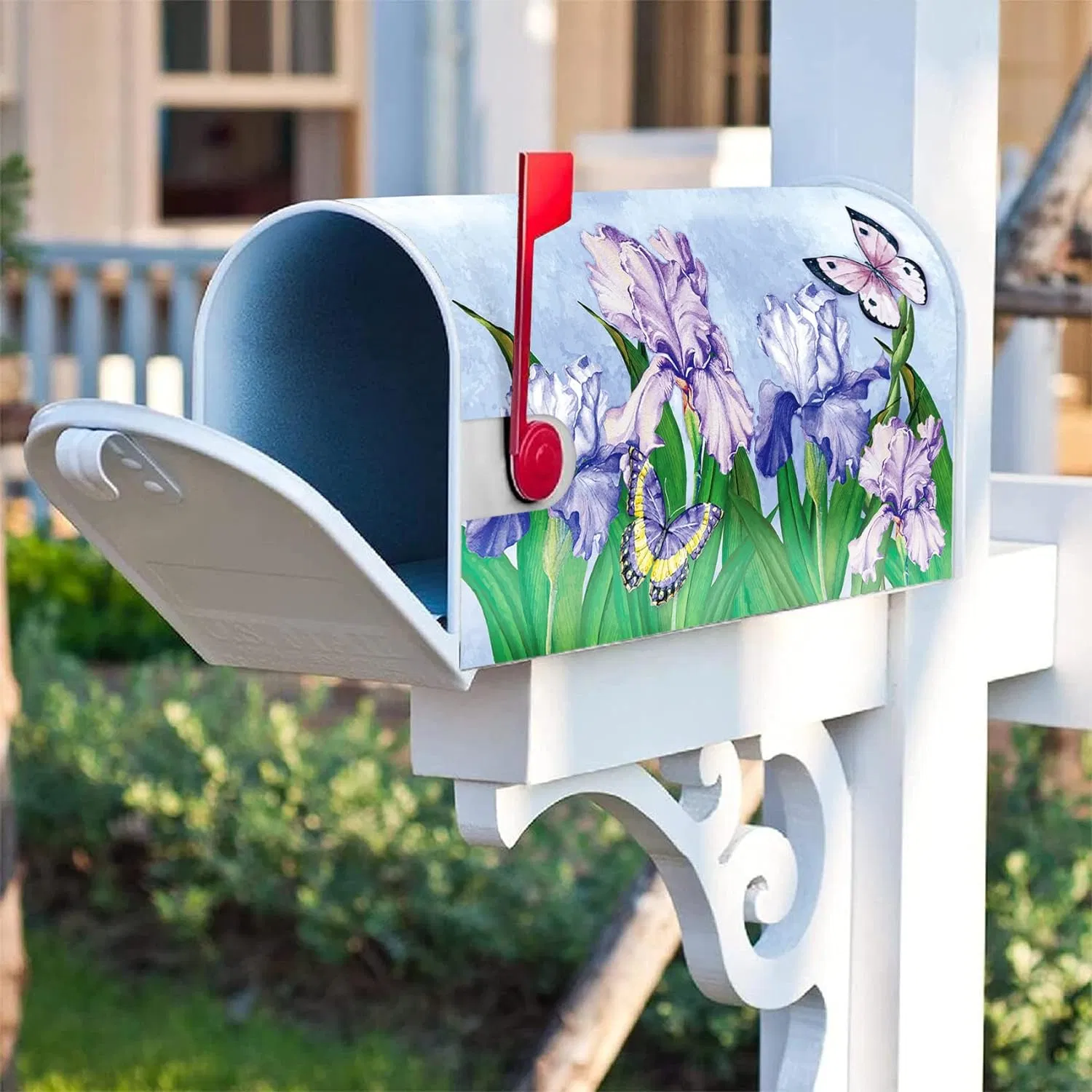 Butterflies Decoration Mailbox Cover with Magnetic Strip Spring Mailbox Wraps Post Letter Box Cover Standard Size 21" X 18" for Garden Outdoor Yard Decor