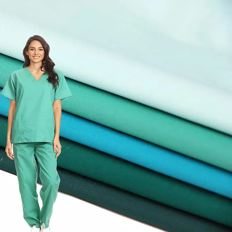 Cotton Medical Fabrics for Surgical Gown Uniforms Dark Green Custom Colorful Dyed Printed Fabric