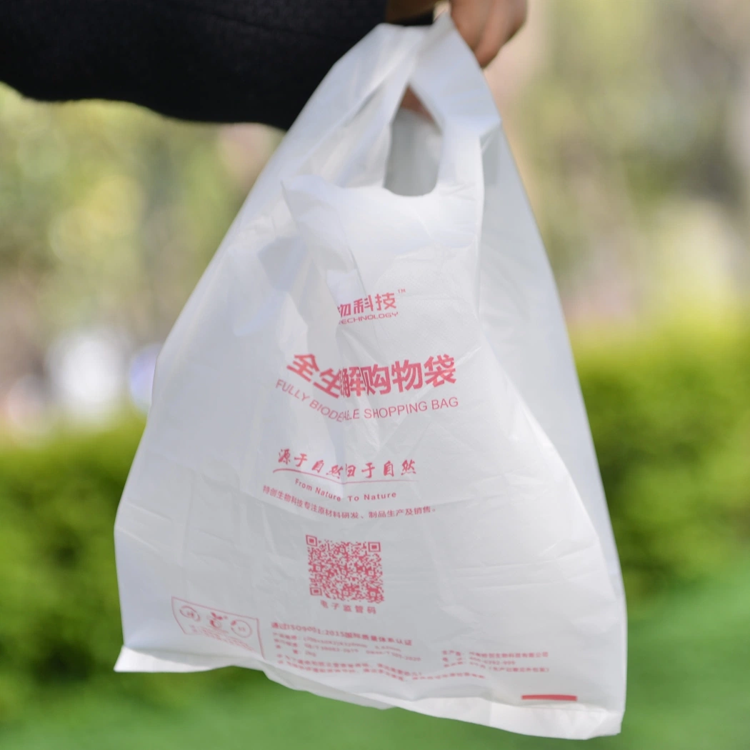 Restaurant 100% Biodegradable Compostable Corn Starch PLA Pbat Shopping T-Shirt Bag Vest Plastic Bag Garbage Bag Dog Poop Bag