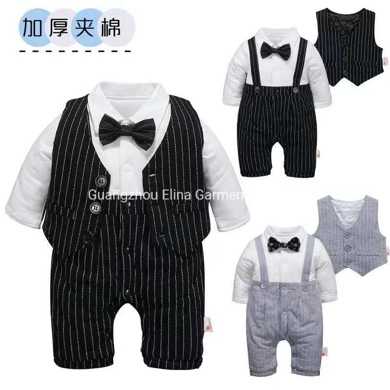 2021 New Winter Gentleman Long-Sleeved Handsome Cotton Romper 2 -Piece Newborn Baby Clothes Boys Apparel