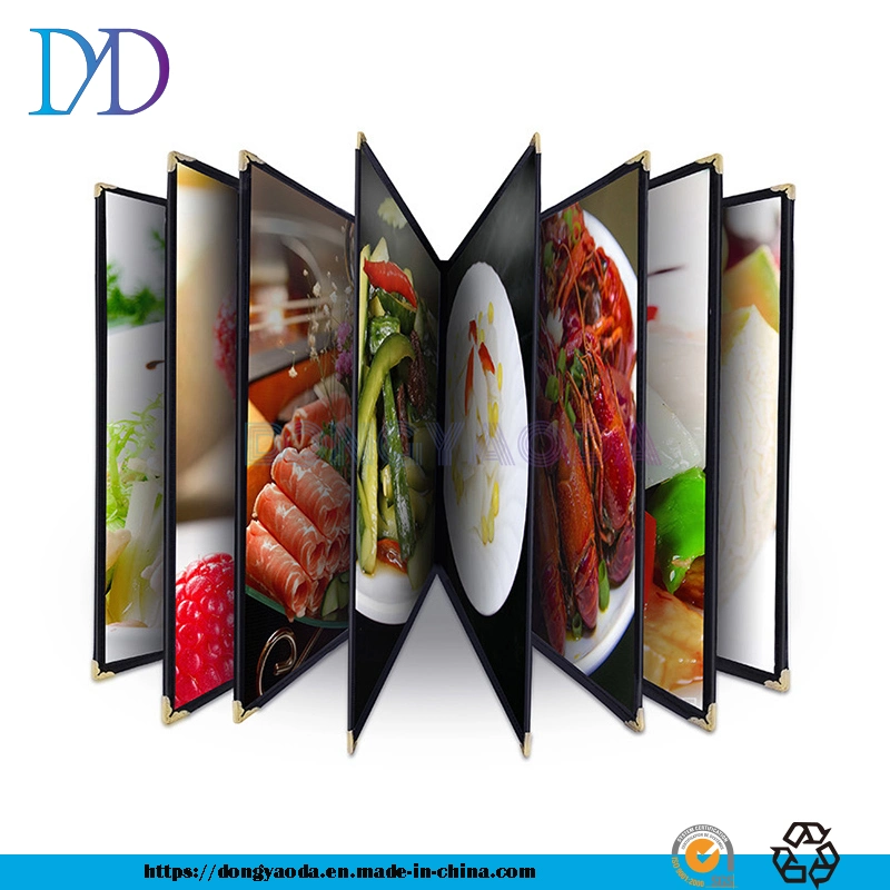 4-Page Metal Corner Transparent Plastic PVC A4 Menu Cover Restaurant