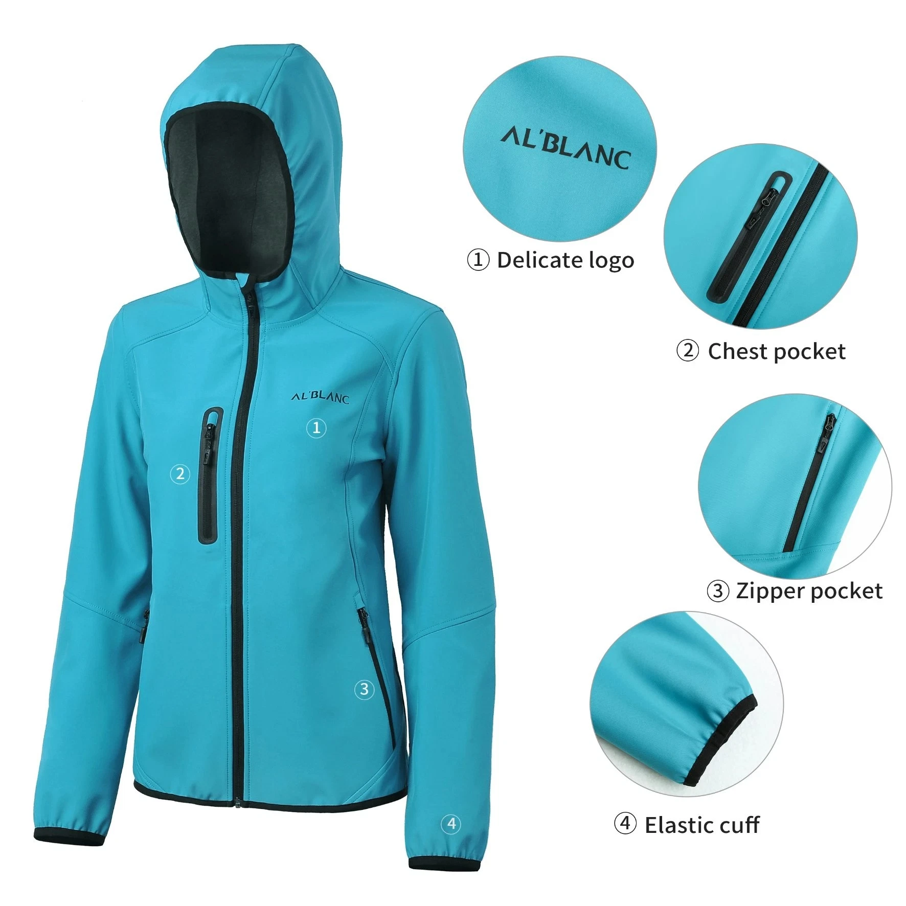 High quality/High cost performance  Women Outdoor Clothing Sports Wear Waterproof Windproof Softshell Jacket Fashion Coat with Hood