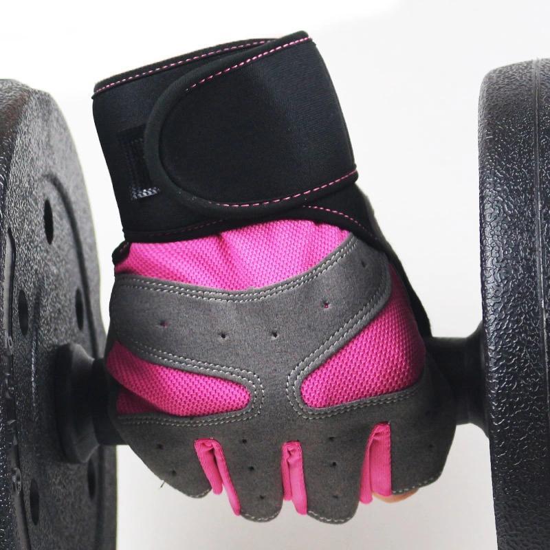 ODM Pink No Slip Wear Resistant Gym Breathable Half Finger Weightlifting Gloves