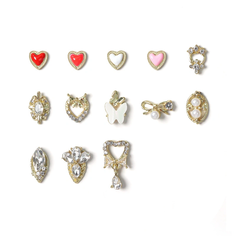 DIY Diamond Pearl Heart-Shaped Girl Style Pendant Nail Decoration