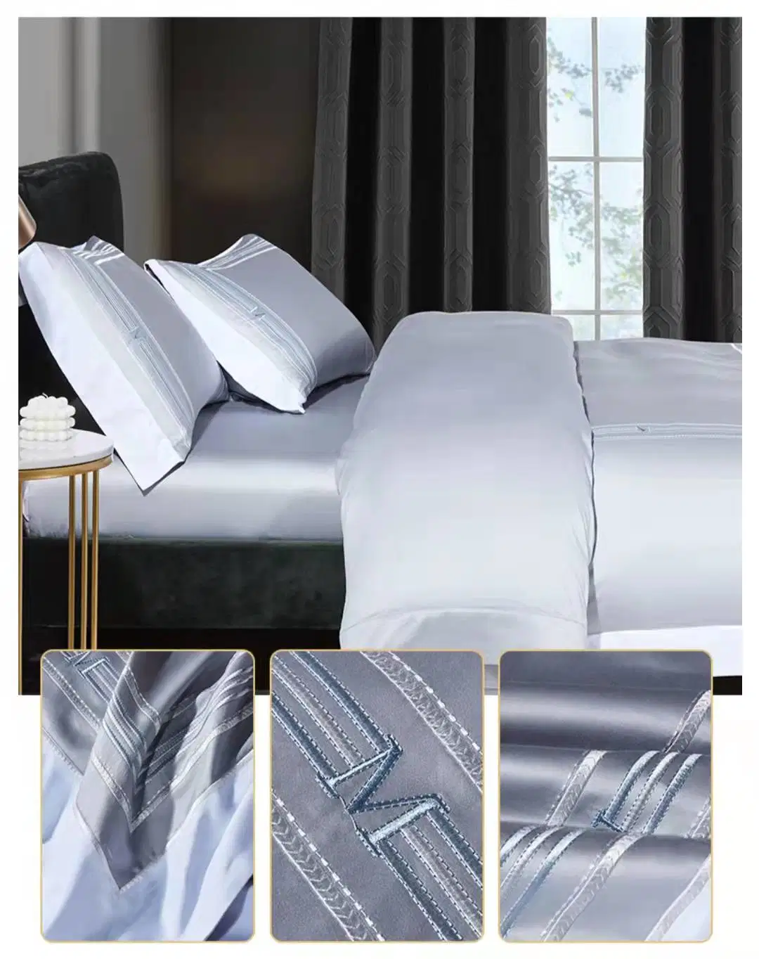 Simple and Fashionable Pure Cotton 100 Horse Cotton Embroidered Bed 4-Piece Bedding Set