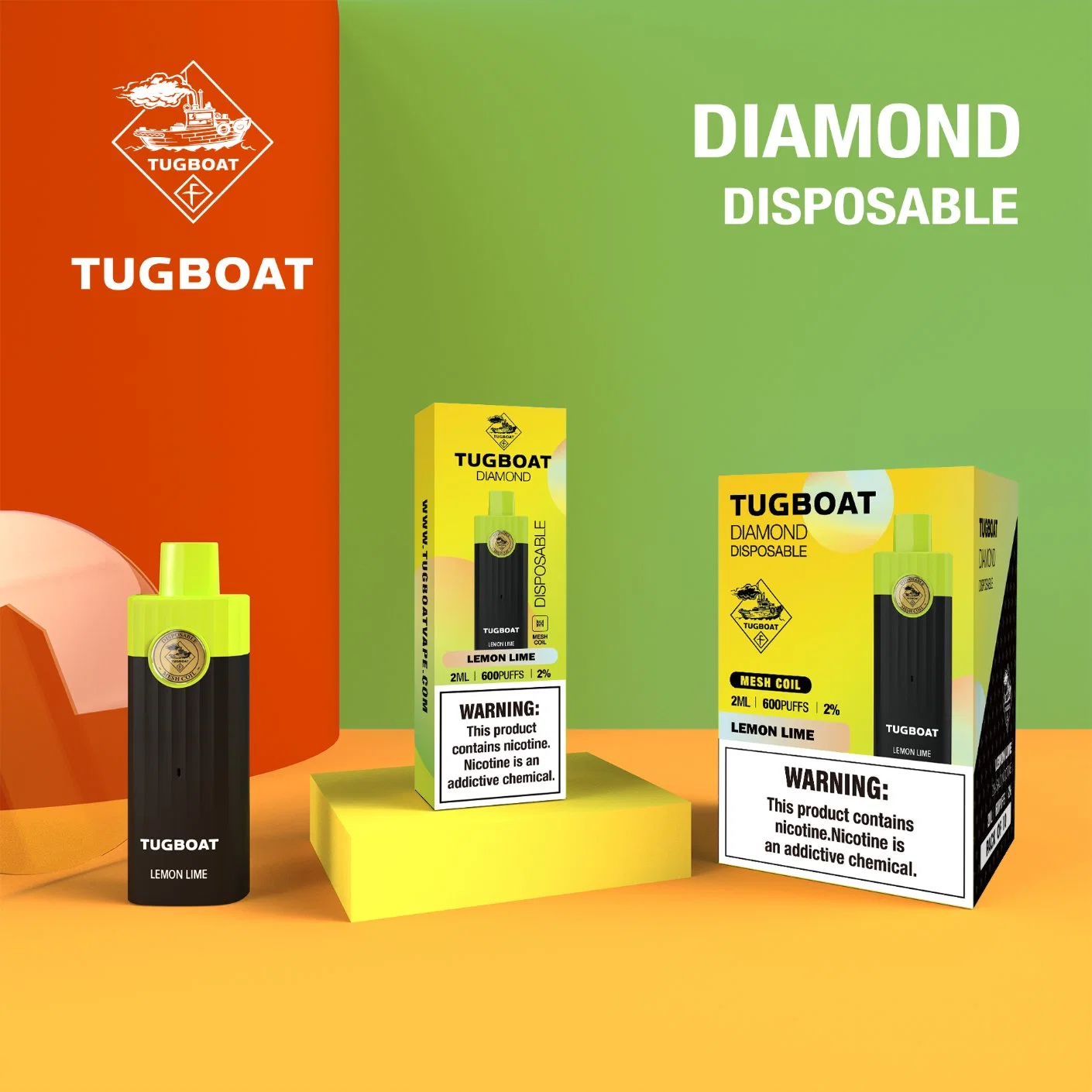 Can Be Customized Tugboat Diamond 600puffs E-Cigarrette Best Disposable/Chargeable Vape for Clouds