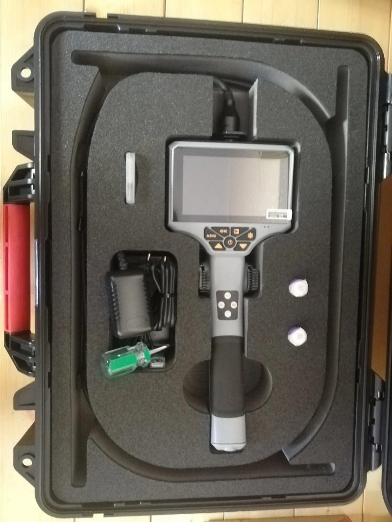 Portable Industry Borescope Inspection Camera Adjustable LED Lights 5.0&prime; &prime; Display Optical Fiber Light