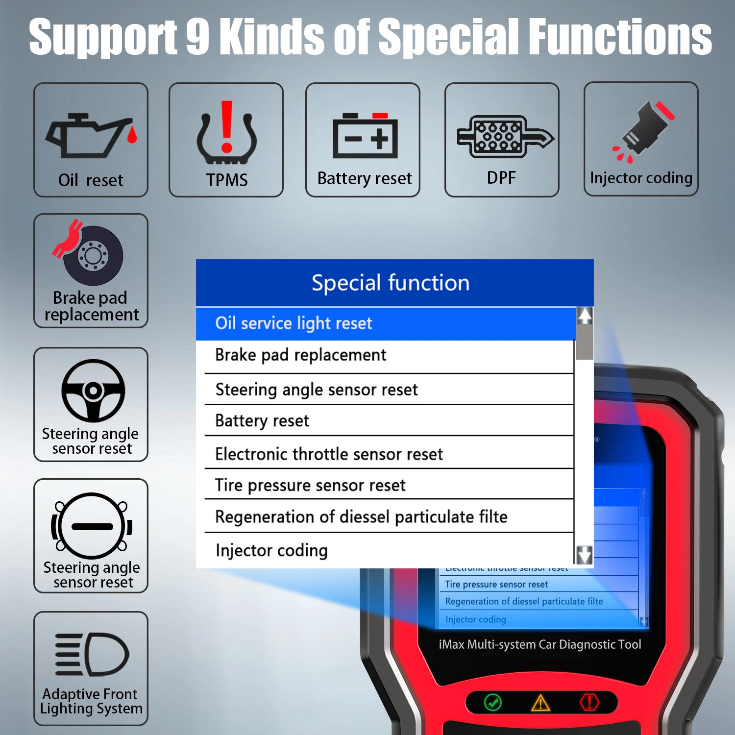 Imax4301 Vident Vaws V-a-G es compatible con la herramienta de servicio de diagnóstico OBD 9 Funciones especiales