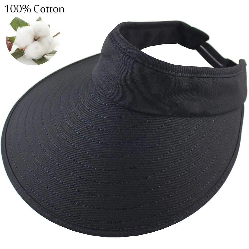 100% algodón ajustable protección UV Quitasol personalizados Pac Tennisr Hat amplia Brim Visor con hebilla elástica