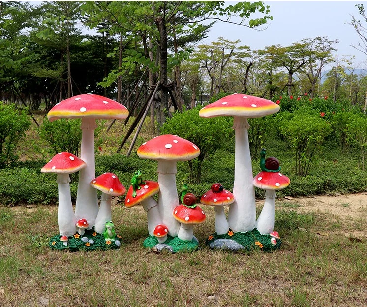 Garden Ornaments Mushroom FRP Sculpture Outdoor Park Landscape Wedding Decoration Garden Ornaments