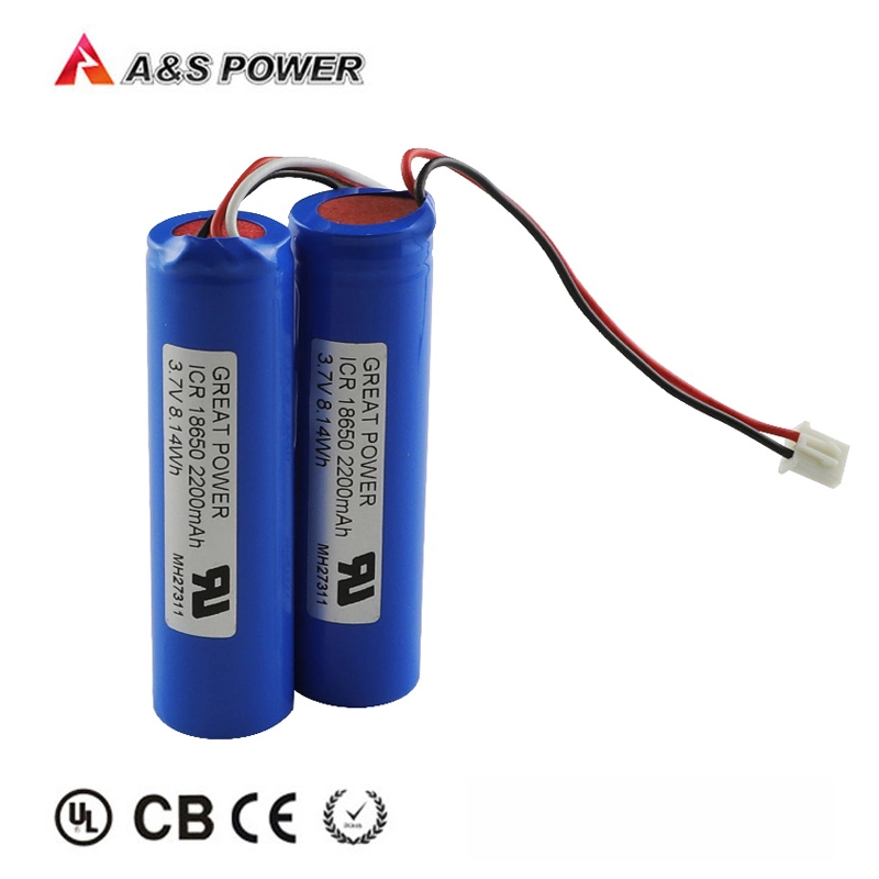 Batería recargable de iones de litio 18650 3.7V 2200mAh con conector para linternas