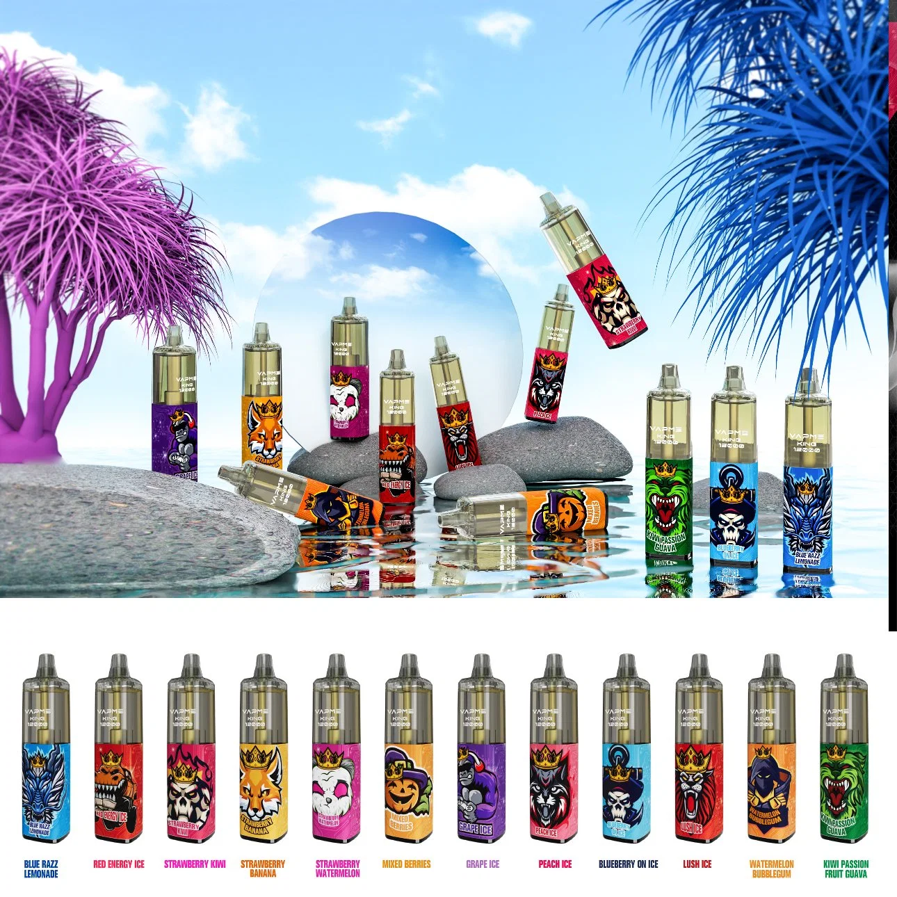 Vapme King 12000 bouffées e cig Vape appareil jetable 20ml remplie au préalable